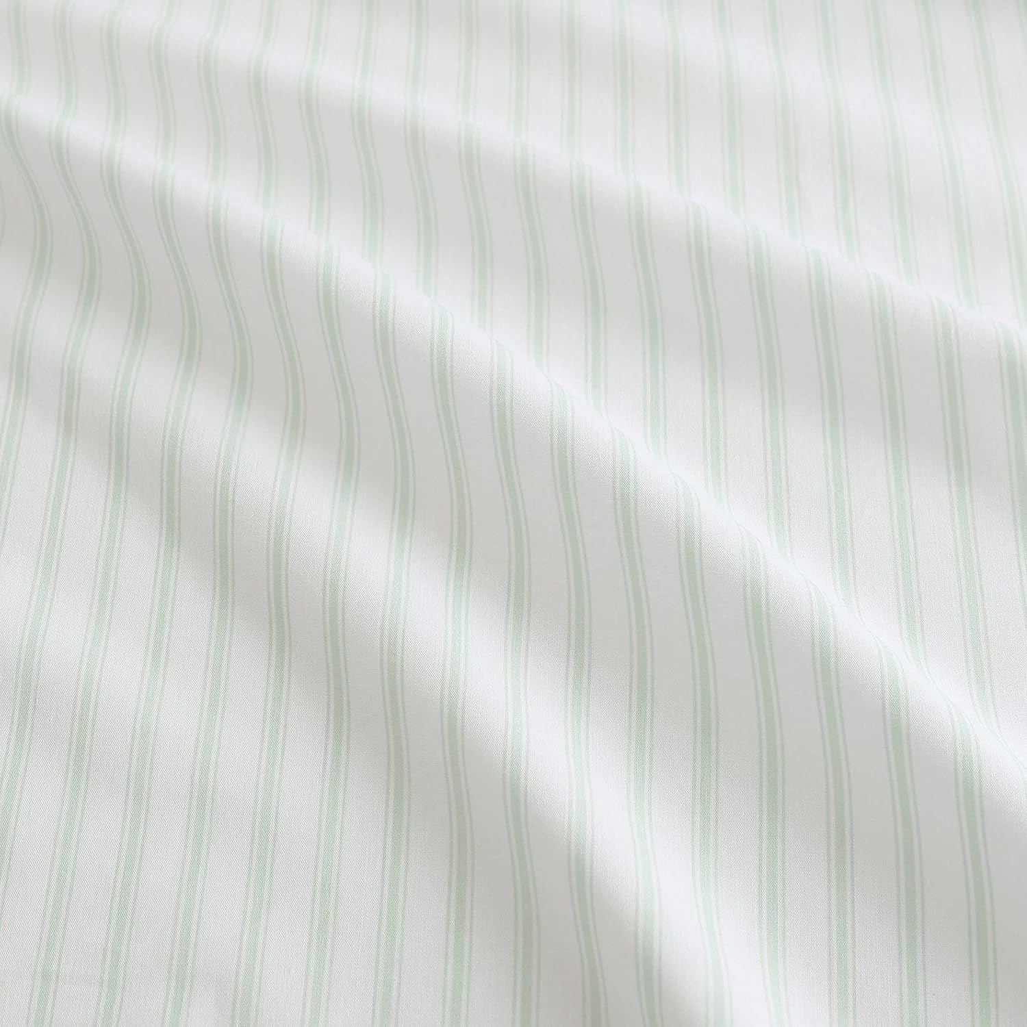 image:imageMartha Stewart Full Sheet Set with Fitted Sheet amp Pillowcases Cotton Percale Bedding with a Smooth Feel Deep Pocket Gingham BrownTicking Stripe Green