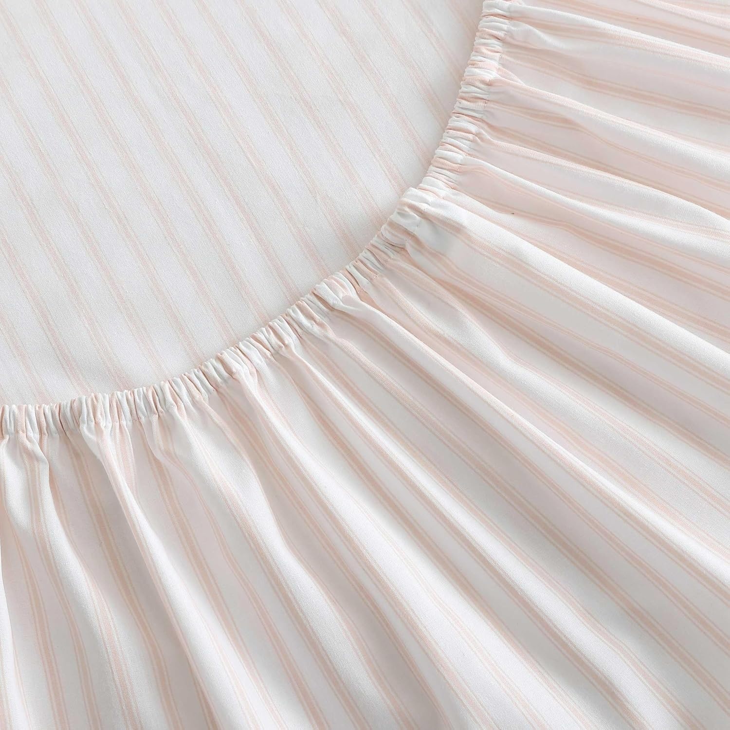 image:imageMartha Stewart Full Sheet Set with Fitted Sheet amp Pillowcases Cotton Percale Bedding with a Smooth Feel Deep Pocket Gingham BrownTicking Stripe Pink
