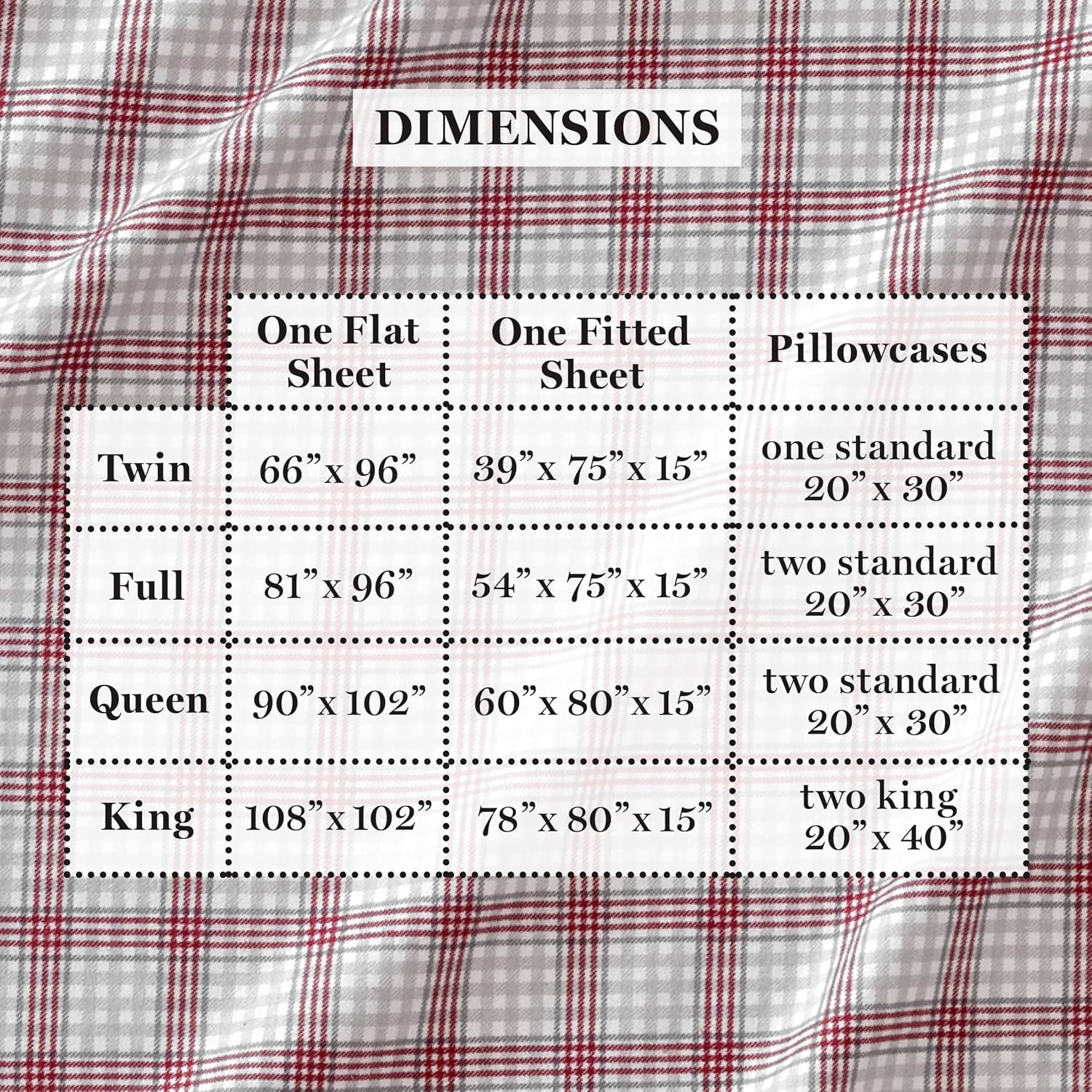 image:imageMartha Stewart Full Sheet Set with Fitted Sheet amp Pillowcases Soft Cotton Flannel Bedding Deep Pocket Ticking Stripe BlueHoliday Lodge Plaid RedGrey