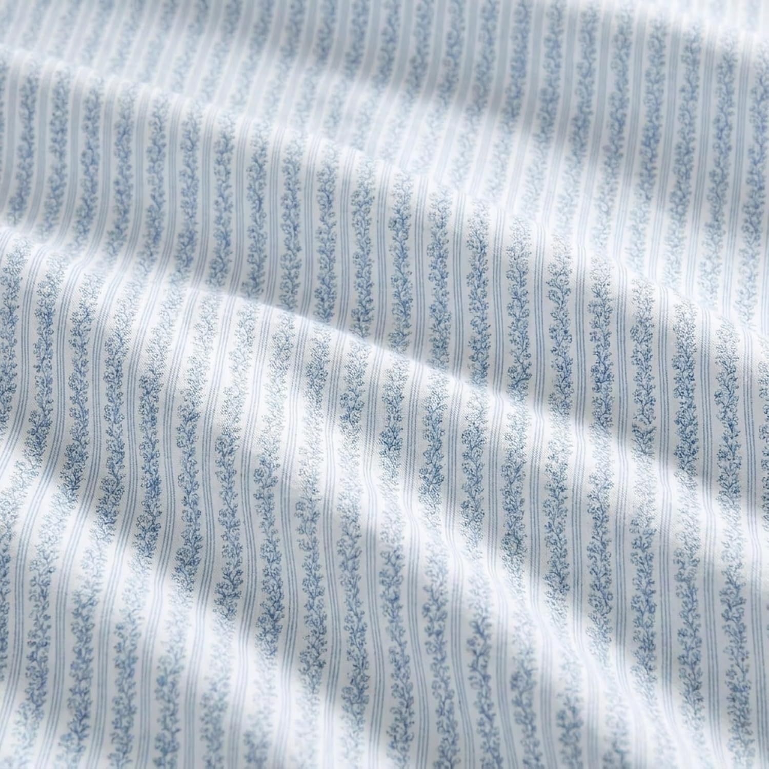 image:imageMartha Stewart Full Sheet Set with Fitted Sheet amp Pillowcases Soft amp Lightweight Bedding Deep Pocket Blooming Stripe BlueBlooming Stripe Blue