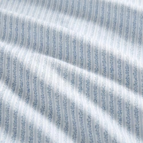 image:imageMartha Stewart Full Sheet Set with Fitted Sheet amp Pillowcases Soft amp Lightweight Bedding Deep Pocket Blooming Stripe BlueBlooming Stripe Blue