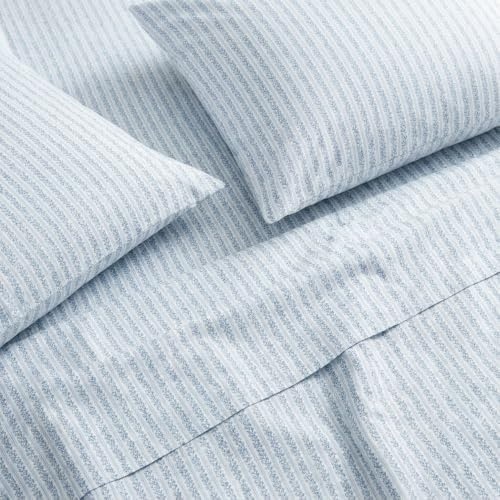 image:imageMartha Stewart Full Sheet Set with Fitted Sheet amp Pillowcases Soft amp Lightweight Bedding Deep Pocket Blooming Stripe BlueBlooming Stripe Blue