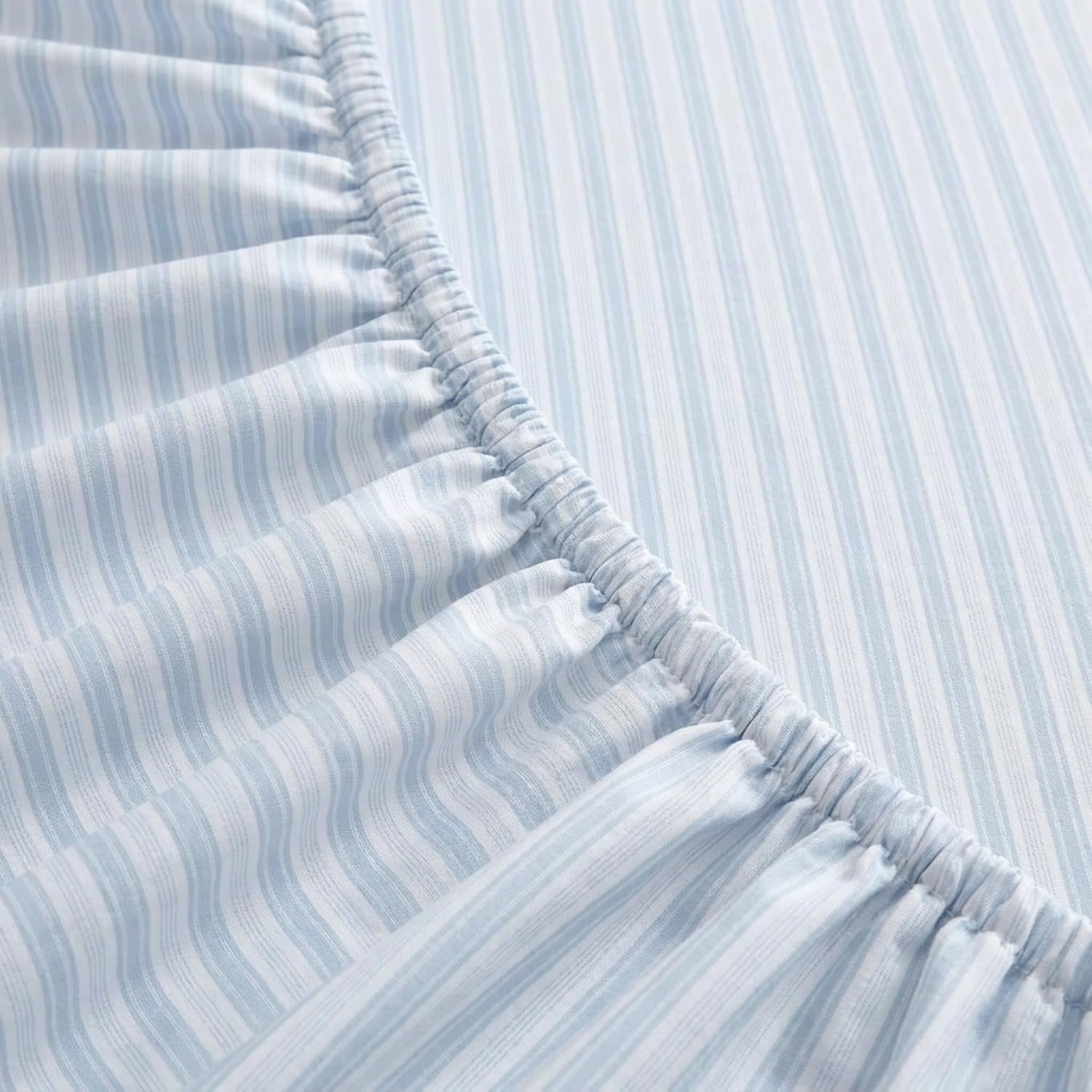 image:imageMartha Stewart Full Sheet Set with Fitted Sheet amp Pillowcases Soft amp Lightweight Bedding Deep Pocket Blooming Stripe BlueTate Stripe Blue