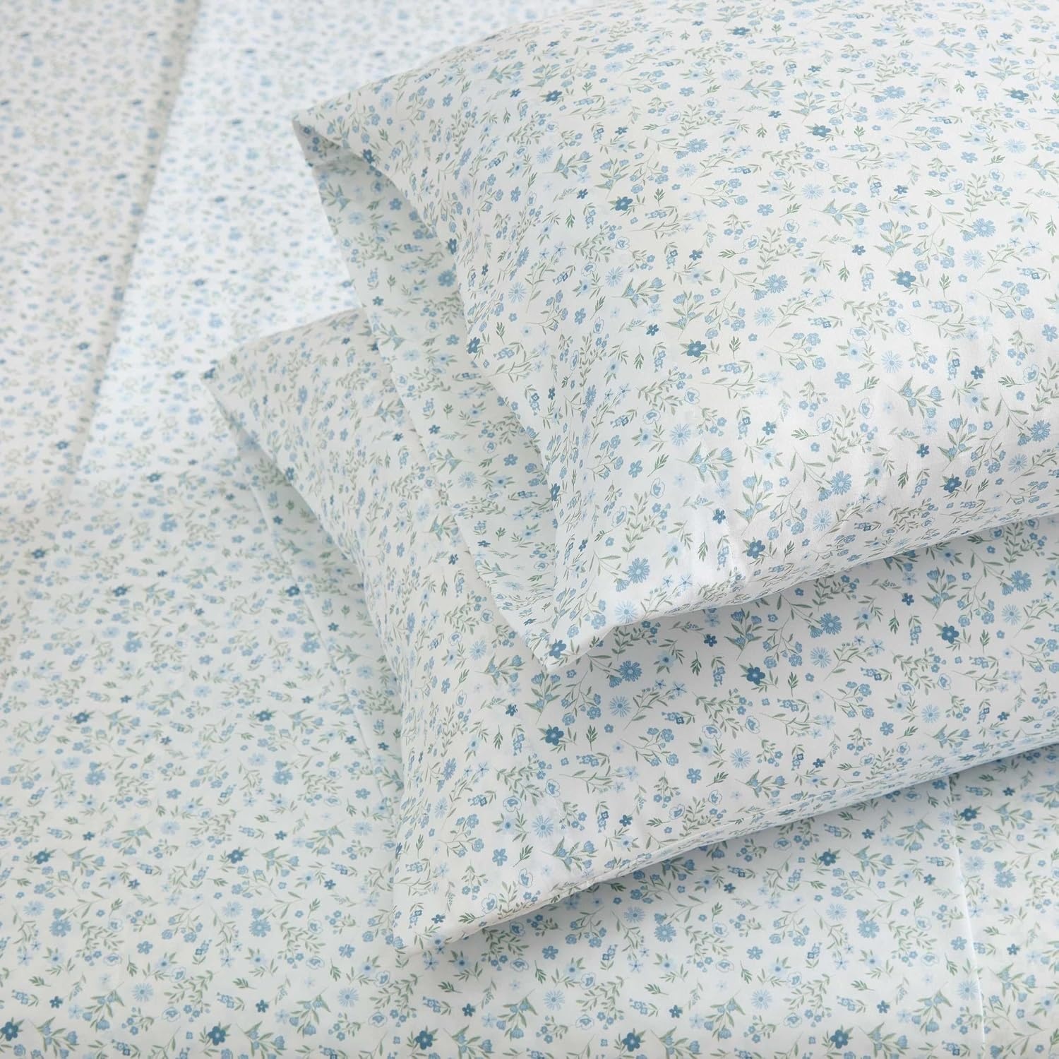 image:imageMartha Stewart Full Sheet Set with Fitted Sheet amp Pillowcases Soft amp Lightweight Bedding Deep Pocket Yvette BlueYvette Blue