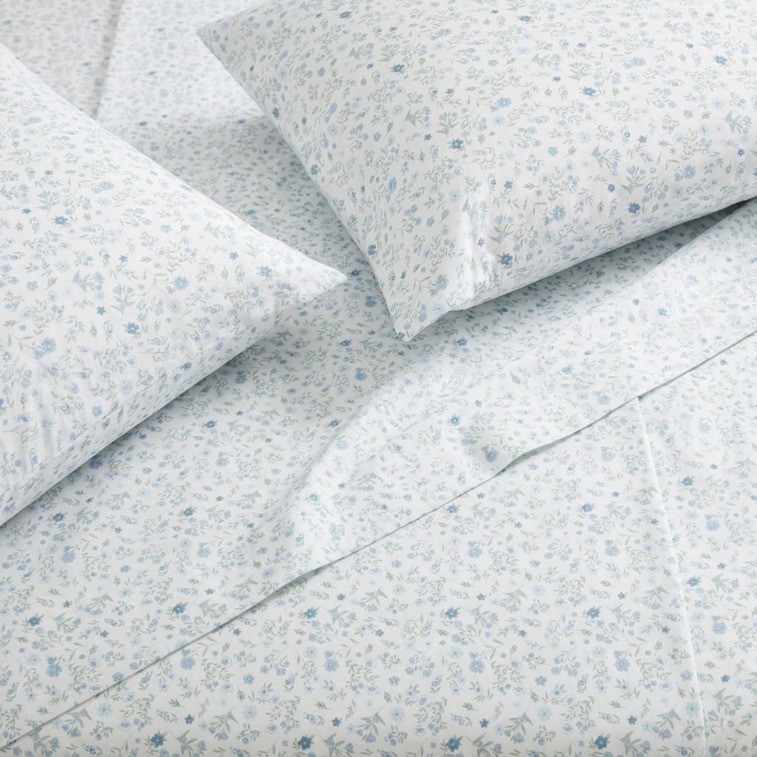 image:imageMartha Stewart Full Sheet Set with Fitted Sheet amp Pillowcases Soft amp Lightweight Bedding Deep Pocket Yvette BlueYvette Blue