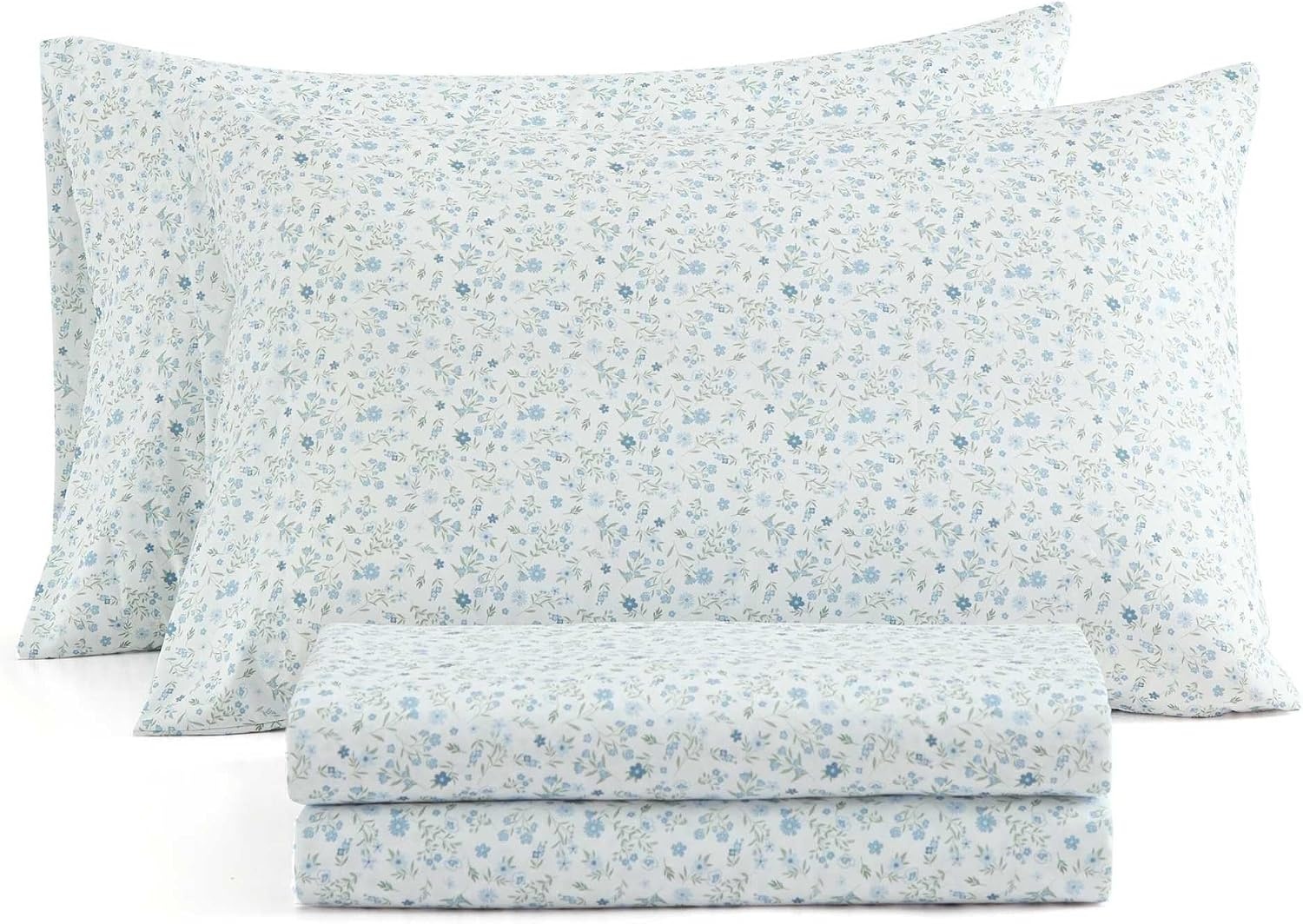 image:imageMartha Stewart Full Sheet Set with Fitted Sheet amp Pillowcases Soft amp Lightweight Bedding Deep Pocket Yvette BlueYvette Blue