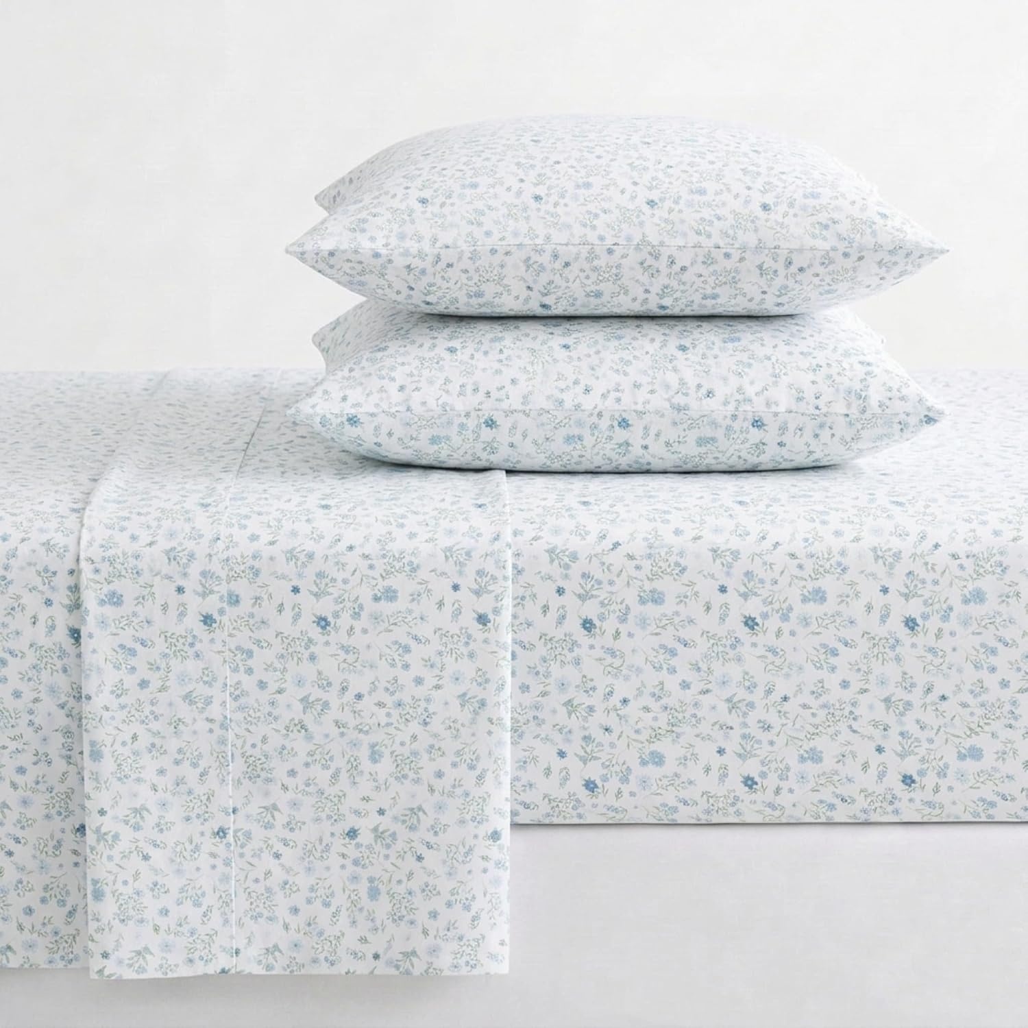 image:imageMartha Stewart Full Sheet Set with Fitted Sheet amp Pillowcases Soft amp Lightweight Bedding Deep Pocket Yvette BlueYvette Blue