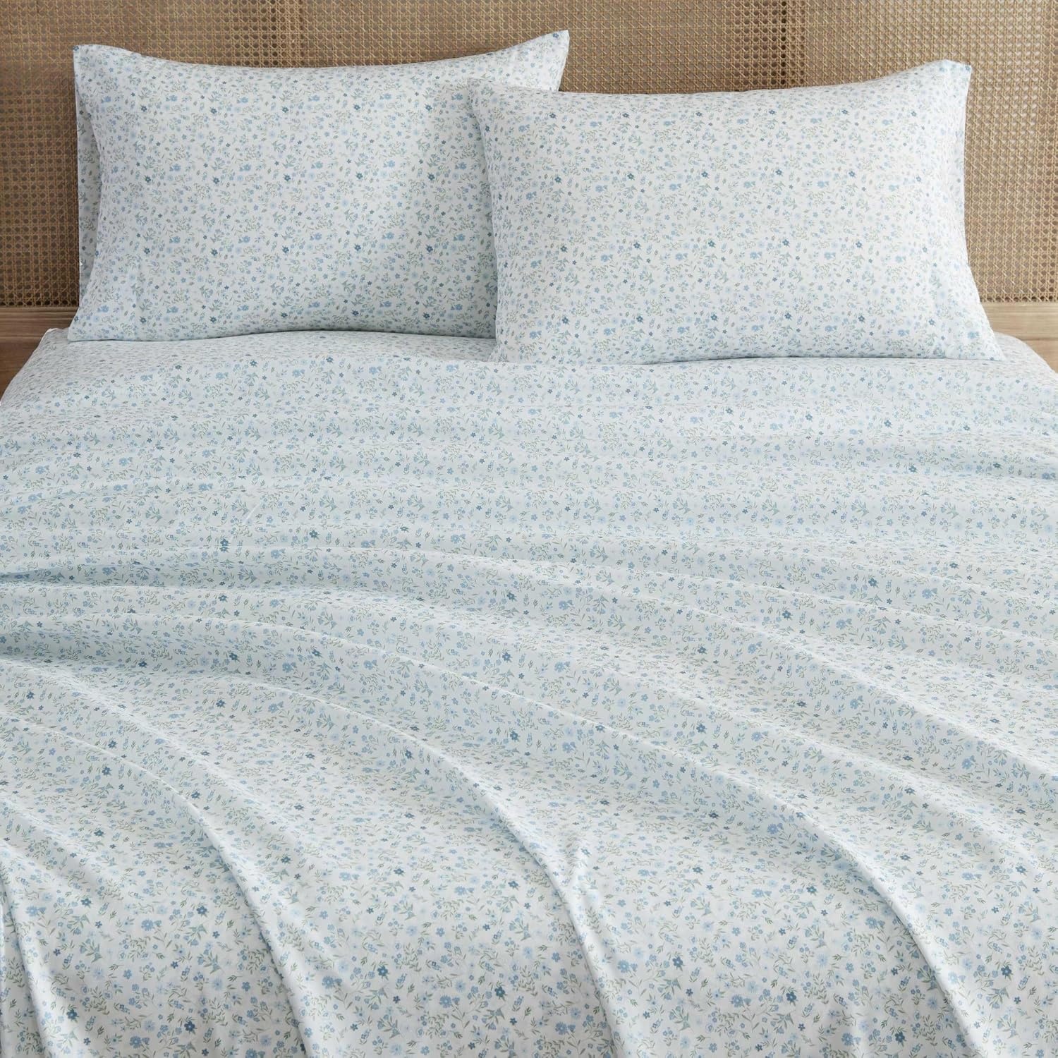 image:imageMartha Stewart Full Sheet Set with Fitted Sheet amp Pillowcases Soft amp Lightweight Bedding Deep Pocket Yvette BlueYvette Blue