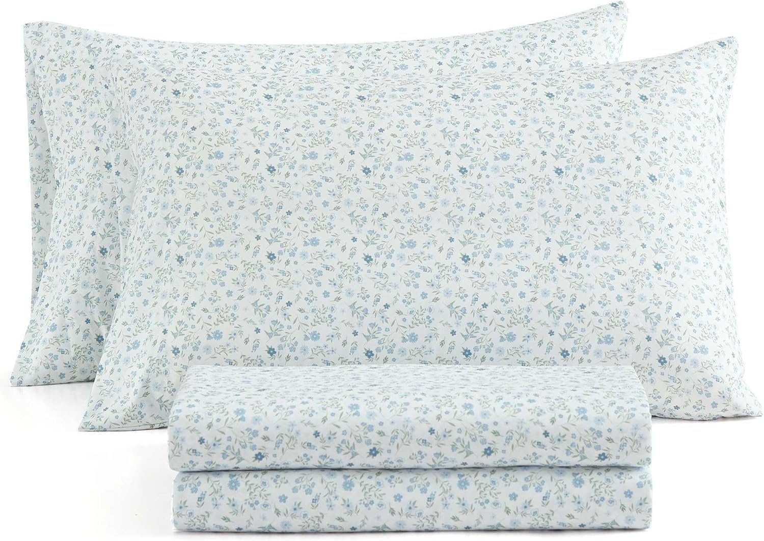 image:imageMartha Stewart Full Sheet Set with Fitted Sheet amp Pillowcases Soft amp Lightweight Bedding Deep Pocket Yvette BlueYvette Blue
