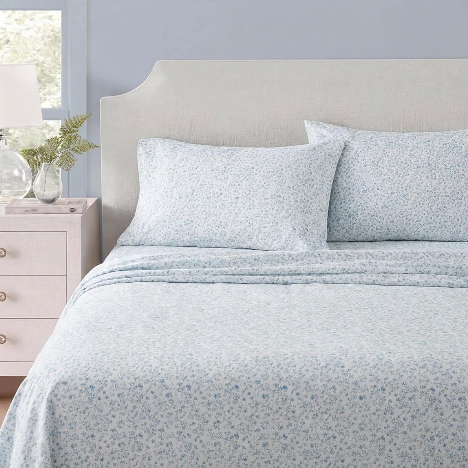 image:imageMartha Stewart Full Sheet Set with Fitted Sheet amp Pillowcases Soft amp Lightweight Bedding Deep Pocket Yvette BlueYvette Blue