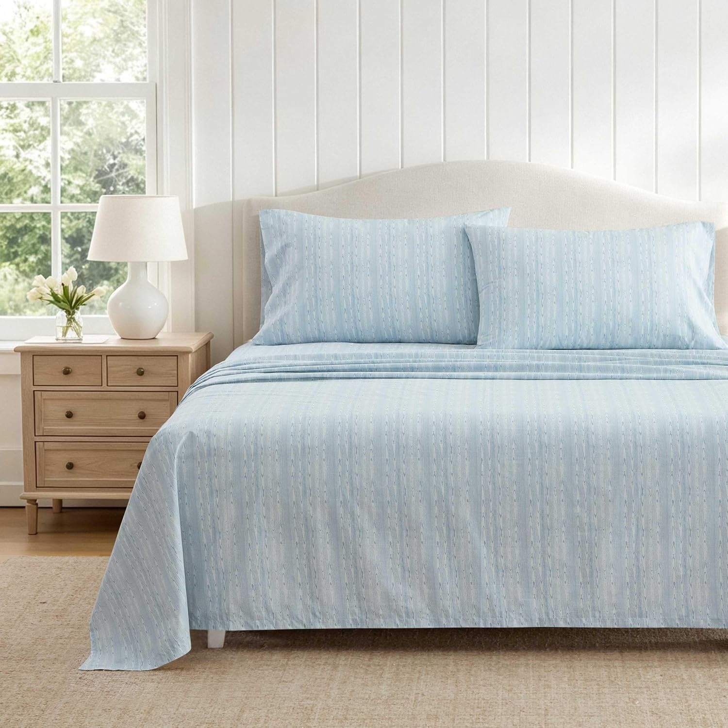 image:imageMartha Stewart Full Size Cotton Sheet Set with Pillowcases Deep PocketBlue