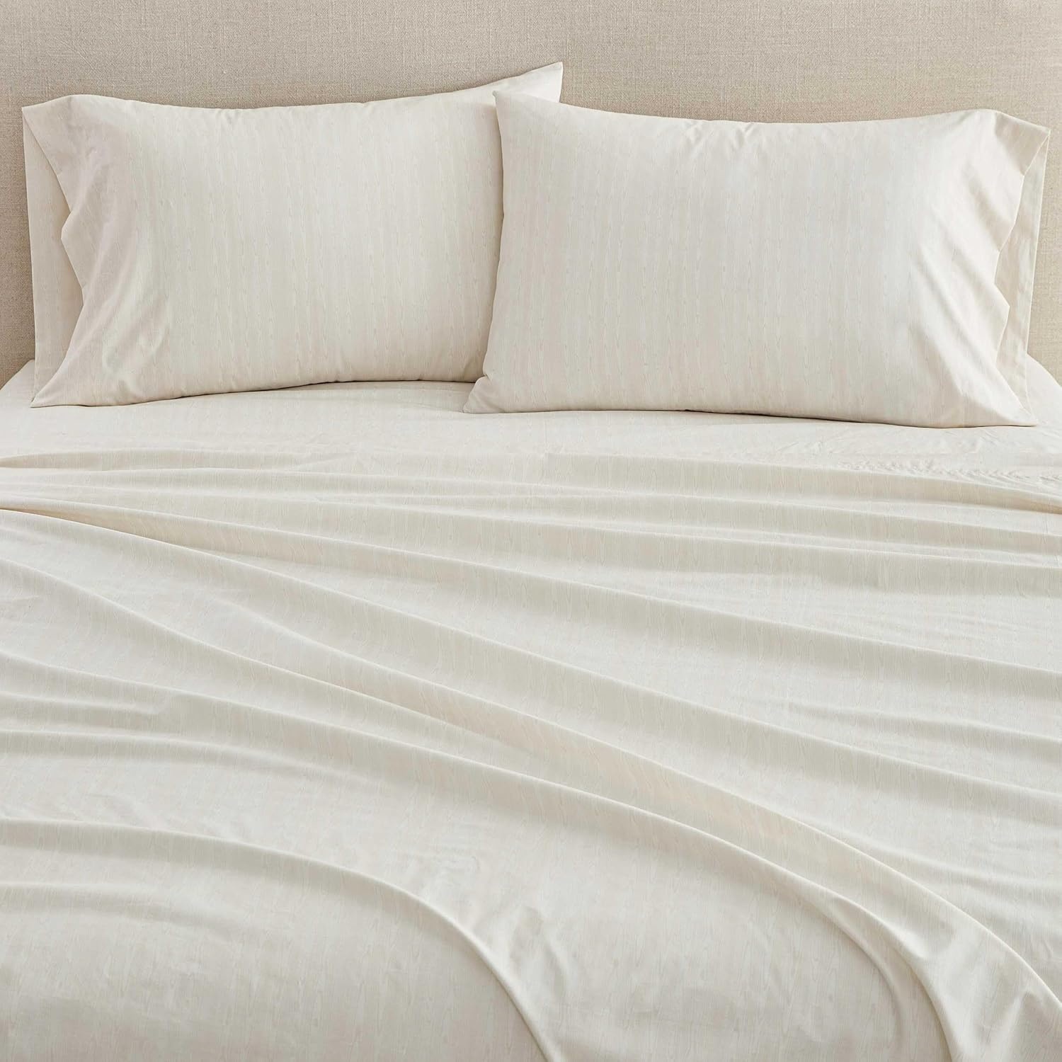 image:imageMartha Stewart Full Size Cotton Sheet Set with Pillowcases Deep PocketLight Beige
