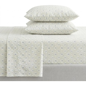 Martha Stewart – Full Sheet Set with Fitted Sheet & Pillowcases, Cotton Percale Bedding with a Smooth Feel, Deep Pocket, Gingham Brown(Costa Blue)