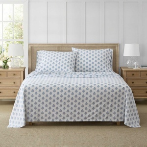 Martha Stewart – Full Sheet Set with Fitted Sheet & Pillowcases, Cotton Percale Bedding with a Smooth Feel, Deep Pocket, Gingham Brown(Darcy Blue)