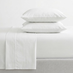 Martha Stewart – Full Sheet Set with Fitted Sheet & Pillowcases, Cotton Percale Bedding with a Smooth Feel, Deep Pocket, Gingham Brown(Dottie Stripe Green)