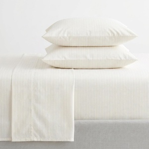 Martha Stewart – Full Sheet Set with Fitted Sheet & Pillowcases, Cotton Percale Bedding with a Smooth Feel, Deep Pocket, Gingham Brown(Dottie Stripe Yellow)