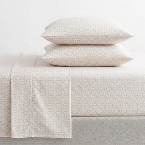 Martha Stewart – Full Sheet Set with Fitted Sheet & Pillowcases, Cotton Percale Bedding with a Smooth Feel, Deep Pocket, Gingham Brown(Leaves Beige)