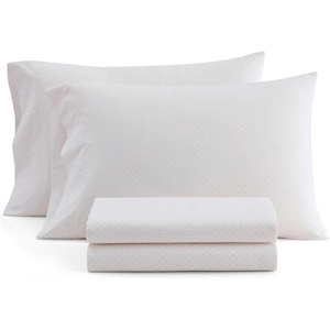 Martha Stewart – Full Sheet Set with Fitted Sheet & Pillowcases, Cotton Percale Bedding with a Smooth Feel, Deep Pocket, Gingham Brown(Polka Dot Pink)