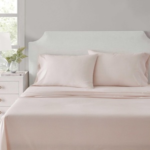 Martha Stewart – Full Sheet Set with Fitted Sheet & Pillowcases, Cotton Percale Bedding with a Smooth Feel, Deep Pocket, Gingham Brown(Small Gingham Pink)