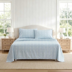 Martha Stewart – Full Size Cotton Sheet Set with Pillowcases, Deep Pocket(Blue)