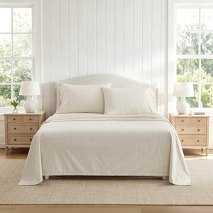 Martha Stewart – Full Size Cotton Sheet Set with Pillowcases, Deep Pocket(Light Beige)