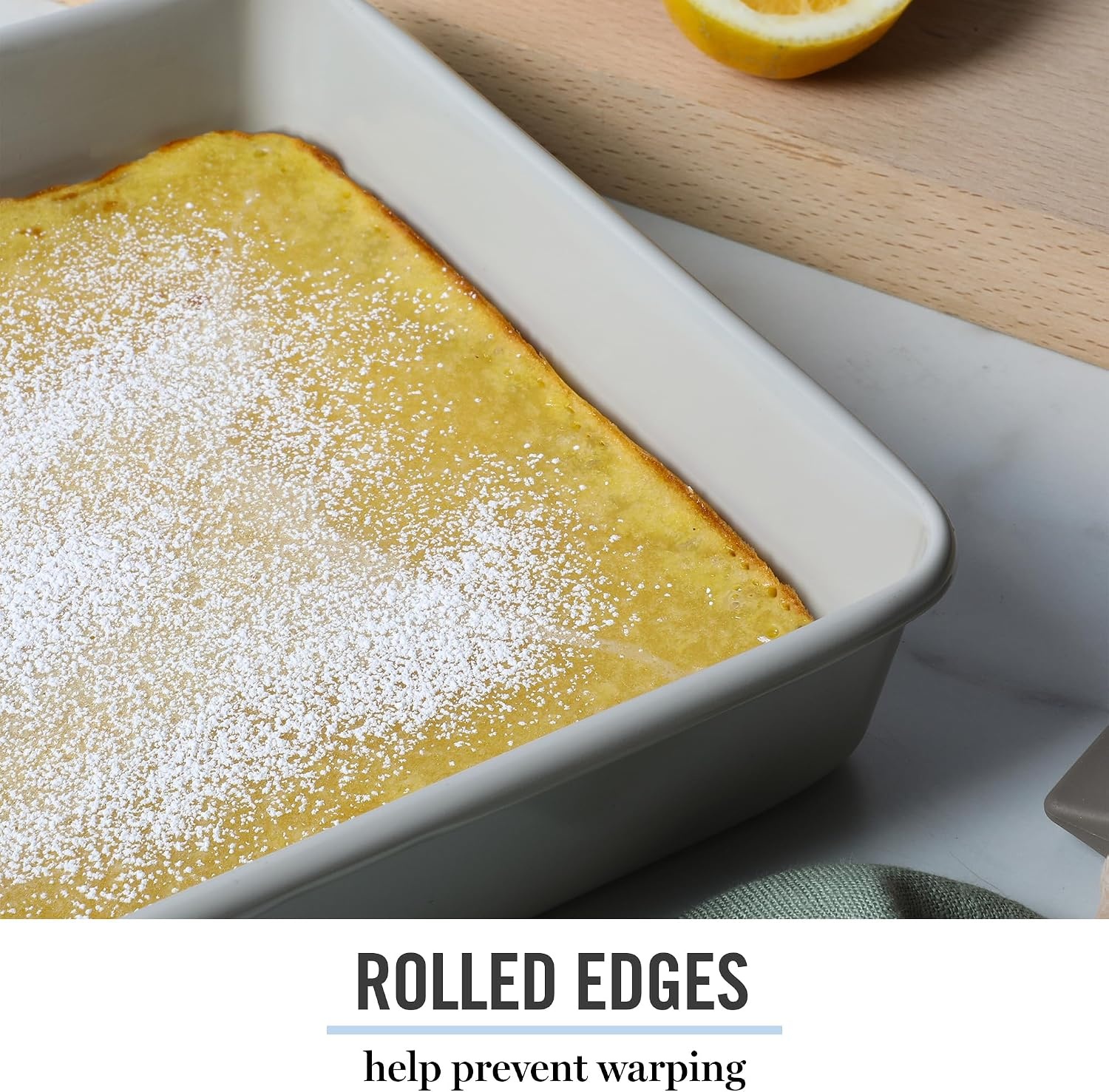 image:imageMartha Stewart Gallen 9 Inch Square Nonstick Carbon Steel Cake Pan Champagne Durable Bakeware for Even Baking and Easy ReleaseCool Gray
