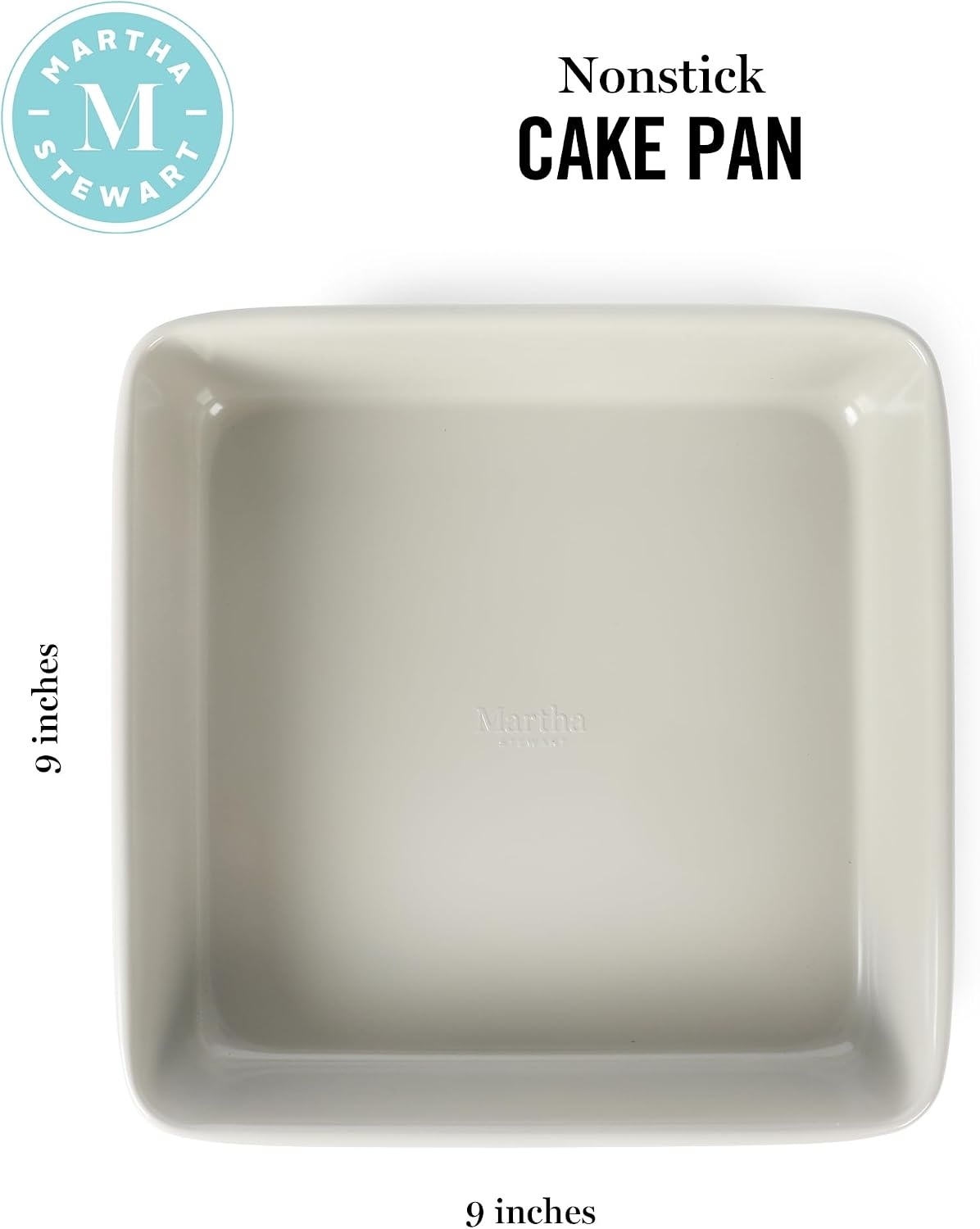 image:imageMartha Stewart Gallen 9 Inch Square Nonstick Carbon Steel Cake Pan Champagne Durable Bakeware for Even Baking and Easy ReleaseCool Gray