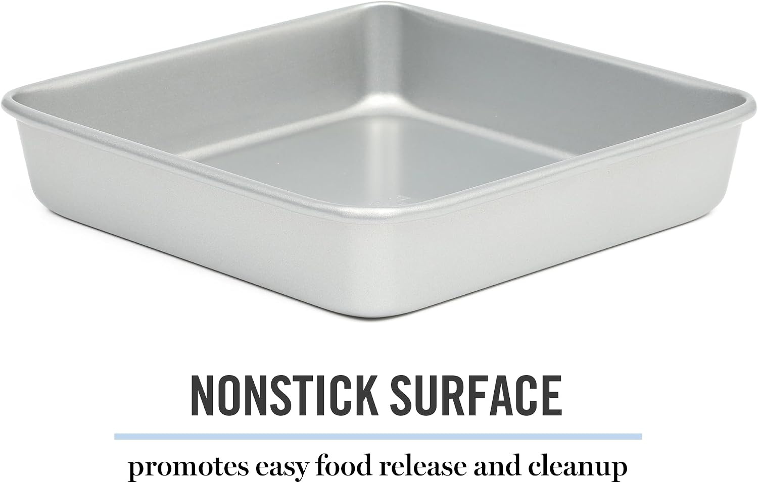 image:imageMartha Stewart Gallen 9 Inch Square Nonstick Carbon Steel Cake Pan Champagne Durable Bakeware for Even Baking and Easy ReleaseSilver