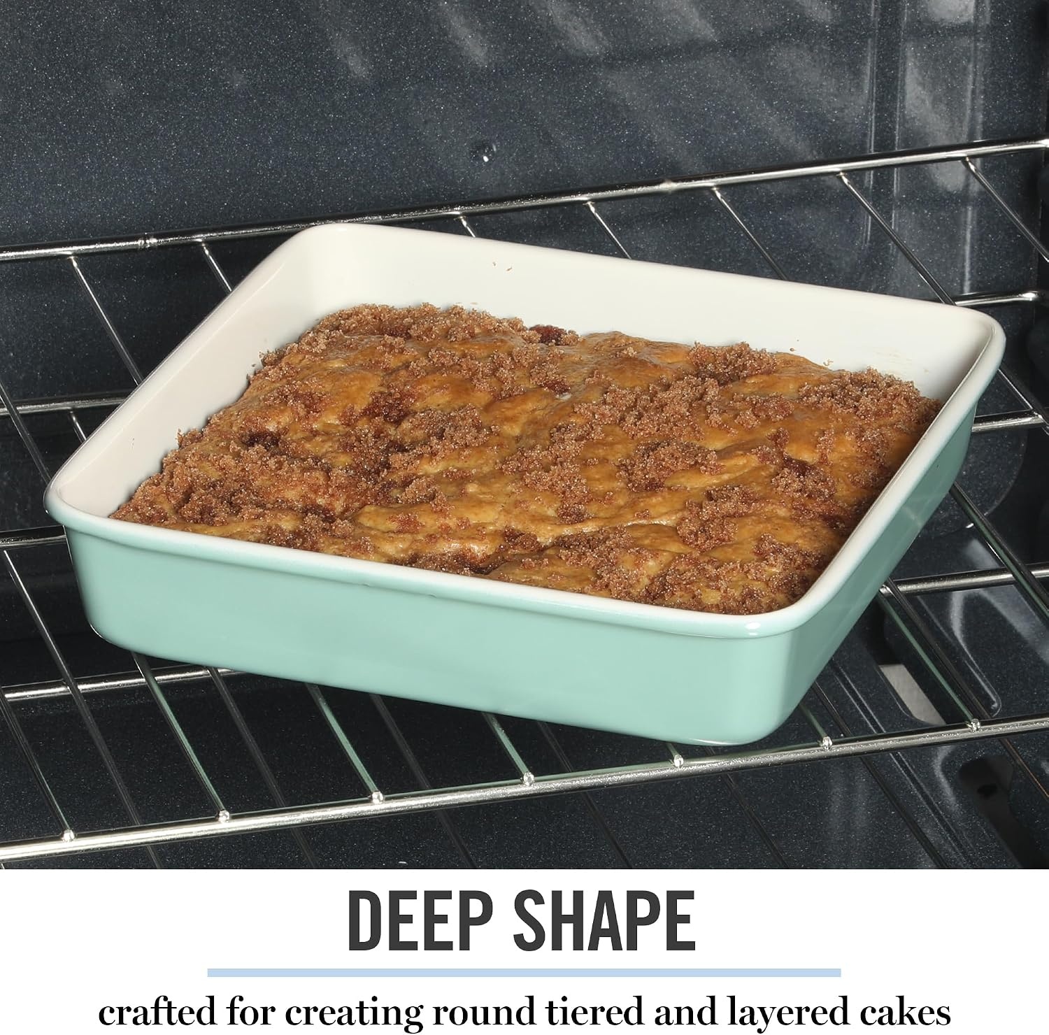 image:imageMartha Stewart Gallen 9 Inch Square Nonstick Carbon Steel Cake Pan Champagne Durable Bakeware for Even Baking and Easy ReleaseTeal