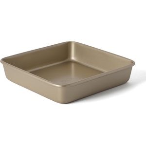 Martha Stewart Gallen 9 Inch Square Nonstick Carbon Steel Cake Pan – Champagne, Durable Bakeware for Even Baking and Easy Release(Champagne)
