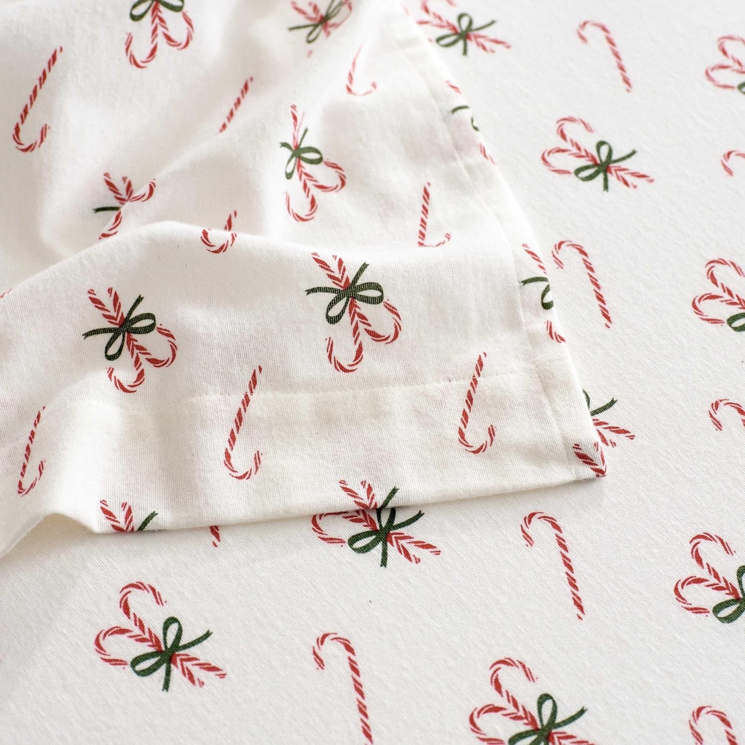 image:imageMartha Stewart Holiday Twin Cotton Flannel Sheet Set with PillowcaseCandy Cane Red