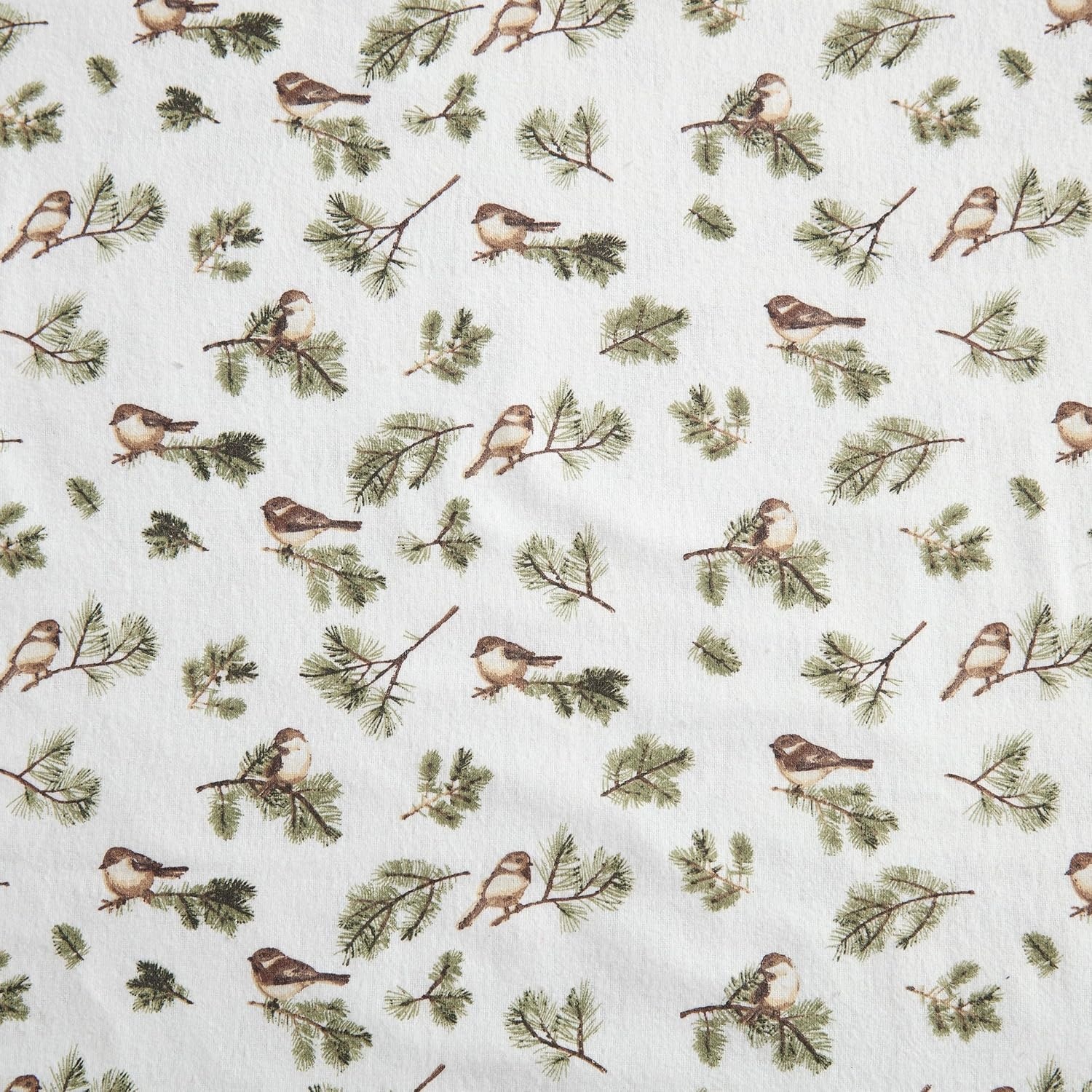 image:imageMartha Stewart Holiday Twin Cotton Flannel Sheet Set with PillowcaseChickadee Pines Green