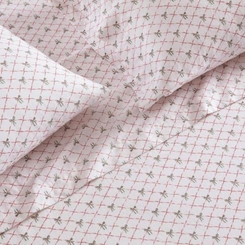 image:imageMartha Stewart Holiday Twin Cotton Flannel Sheet Set with PillowcaseHoliday Bows Red