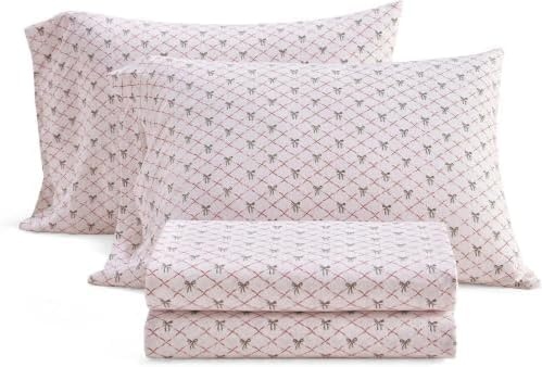 image:imageMartha Stewart Holiday Twin Cotton Flannel Sheet Set with PillowcaseHoliday Bows Red