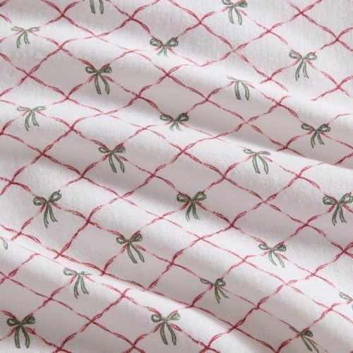 image:imageMartha Stewart Holiday Twin Cotton Flannel Sheet Set with PillowcaseHoliday Bows Red