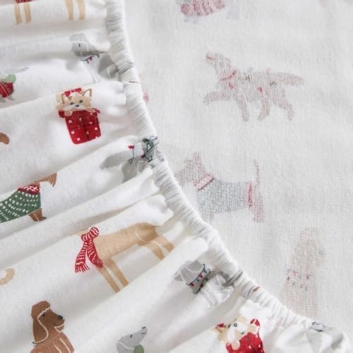 image:imageMartha Stewart Holiday Twin Cotton Flannel Sheet Set with PillowcaseHoliday Pups Brown