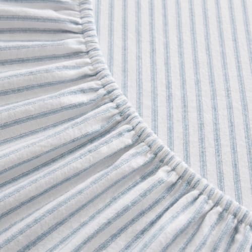 image:imageMartha Stewart Holiday Twin Cotton Flannel Sheet Set with PillowcaseTicking Stripe Blue
