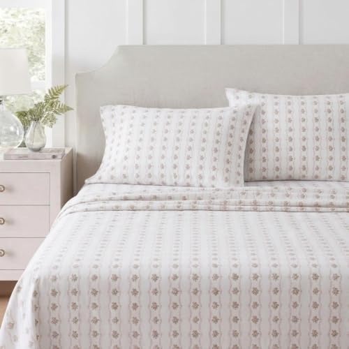 image:imageMartha Stewart Holiday Twin Cotton Flannel Sheet Set with PillowcaseVintage Rose Pink