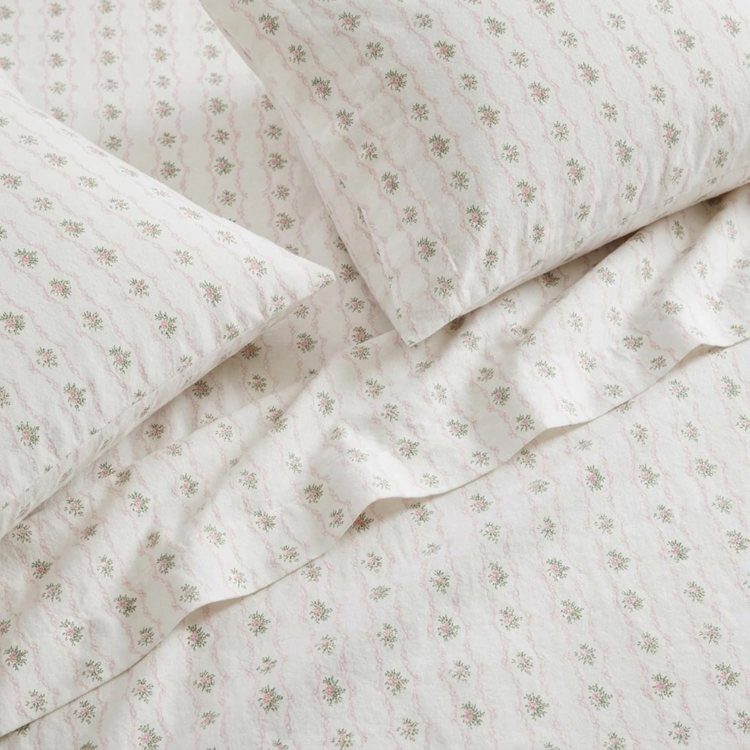 image:imageMartha Stewart Holiday Twin Cotton Flannel Sheet Set with PillowcaseVintage Rose Pink