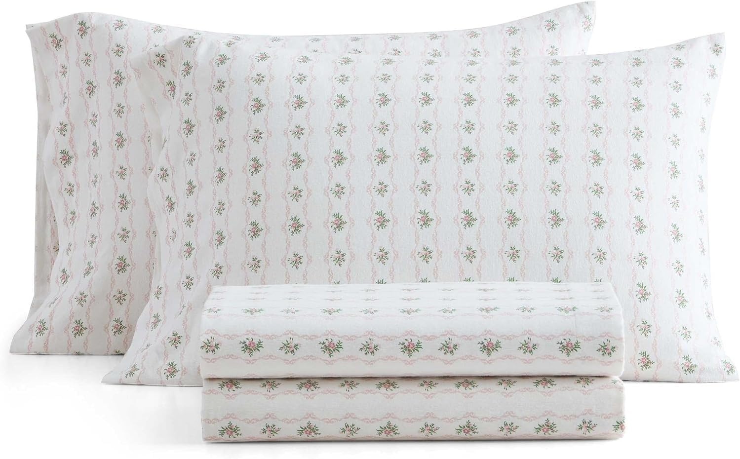 image:imageMartha Stewart Holiday Twin Cotton Flannel Sheet Set with PillowcaseVintage Rose Pink
