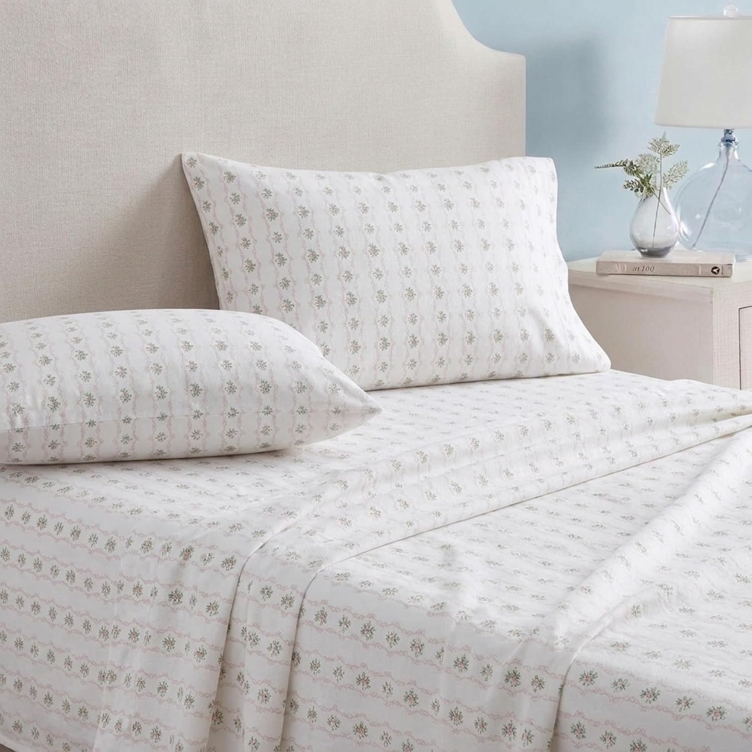 image:imageMartha Stewart Holiday Twin Cotton Flannel Sheet Set with PillowcaseVintage Rose Pink