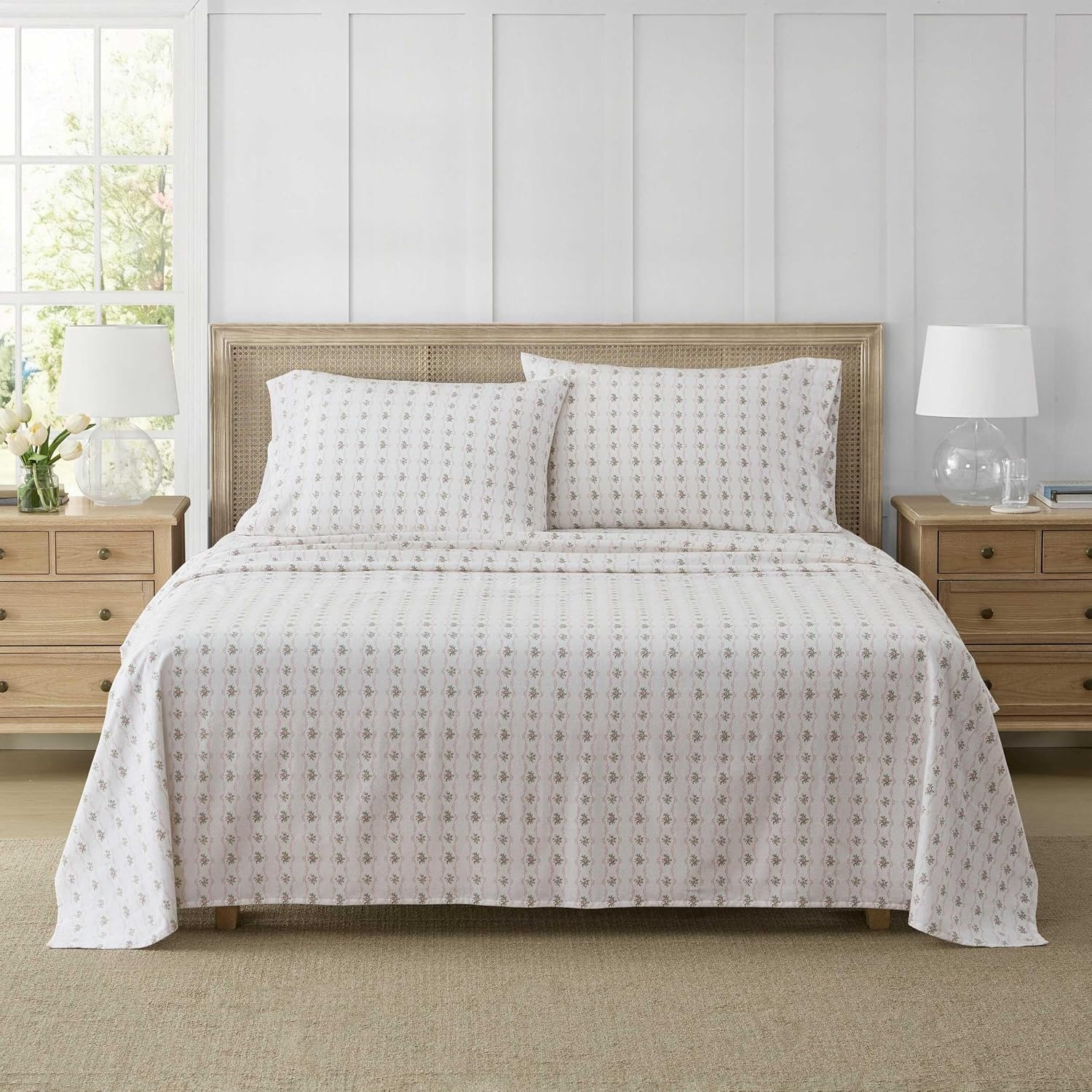 image:imageMartha Stewart Holiday Twin Cotton Flannel Sheet Set with PillowcaseVintage Rose Pink