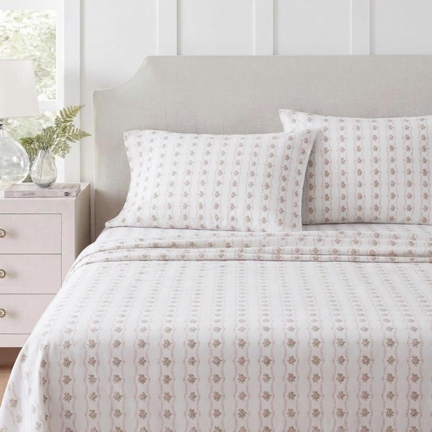 image:imageMartha Stewart Holiday Twin Cotton Flannel Sheet Set with PillowcaseVintage Rose Pink