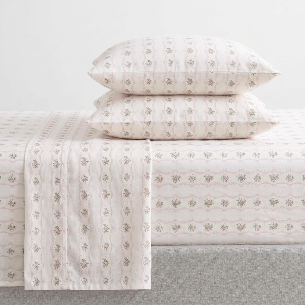 image:imageMartha Stewart Holiday Twin Cotton Flannel Sheet Set with PillowcaseVintage Rose Pink