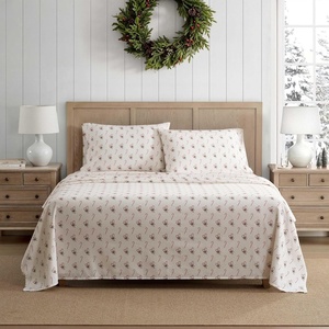 Martha Stewart – Holiday Twin Cotton Flannel Sheet Set with Pillowcase(Candy Cane Red)