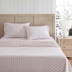 Martha Stewart – Holiday Twin Cotton Flannel Sheet Set with Pillowcase(Holiday Bows Red)