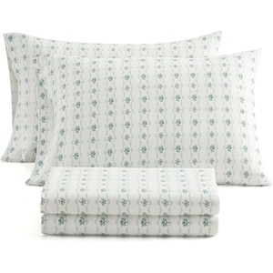 Martha Stewart – Holiday Twin Cotton Flannel Sheet Set with Pillowcase(Vintage Rose Blue)
