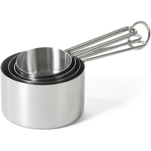 Martha Stewart Richburn 4-Piece Stainless Steel Measuring Cups Set – Durable and Accurate Kitchen Measuring Tools for Baking and Cooking (Pack of 4)(Silver)