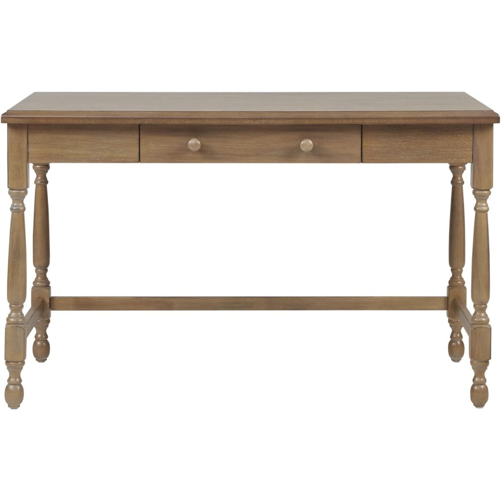 image:imageMartha Stewart Tabitha Solid Wood Writing Table with Metal Glides Drawer for Storage Living Room Furniture Home Office Small Computer Desk Turned Legs 475 W x 23 D x 29 H Natural