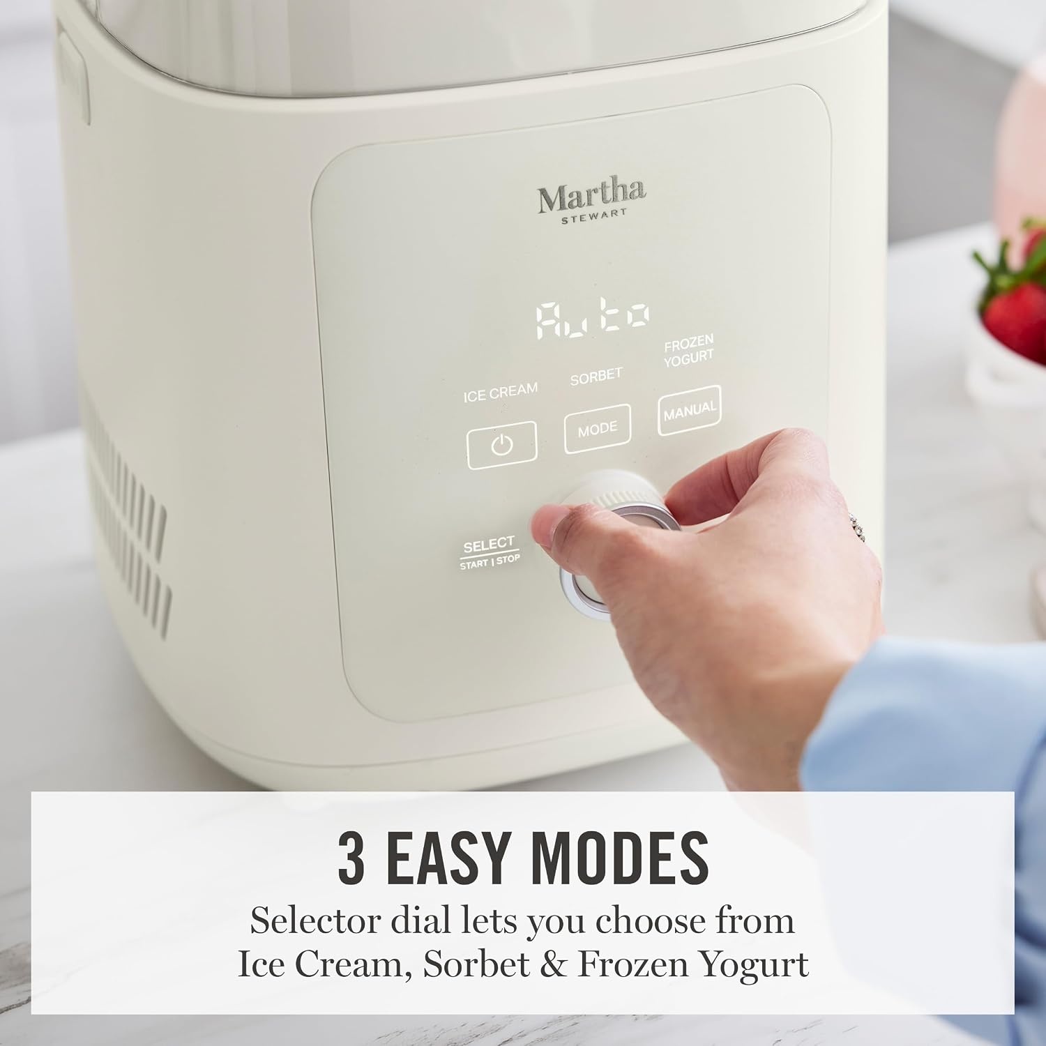 image:imageMartha Stewart Ice Cream Maker Machine 1QT Fully Automatic 3 Modes BlackLinen Cream